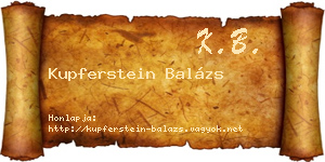 Kupferstein Balázs névjegykártya